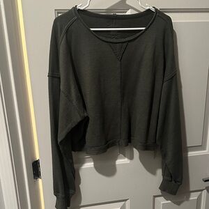 Aerie Dark Green Women's Cropped Sweatshirt